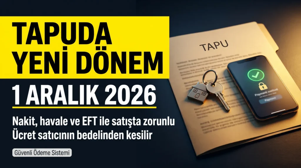 Tapuda yeni dönem: güvenli ödeme sistemi 1 Aralık 2026’da zorunlu; tapu dosyası üzerinde ev anahtarı ve onay işaretli telefon
